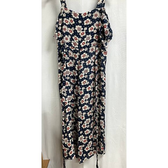 M.I.H JEANS Elodie All in One Jumpsuit 70s Floral Print Cold Shoulder Size M - Picture 2 of 9